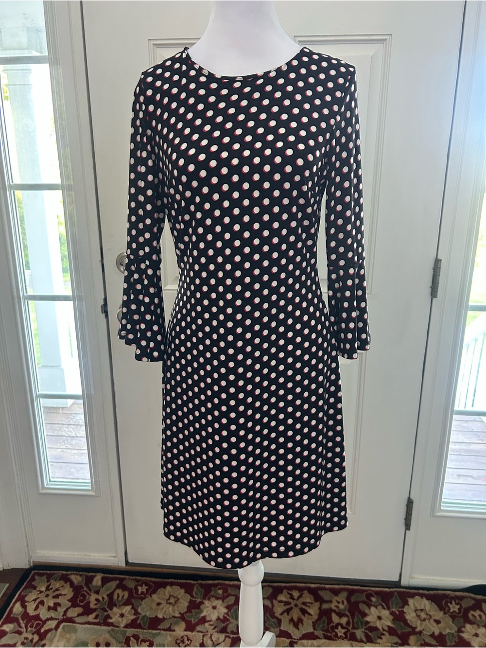 Tommy Hilfiger Black Dress with White and Pink Polka Dots